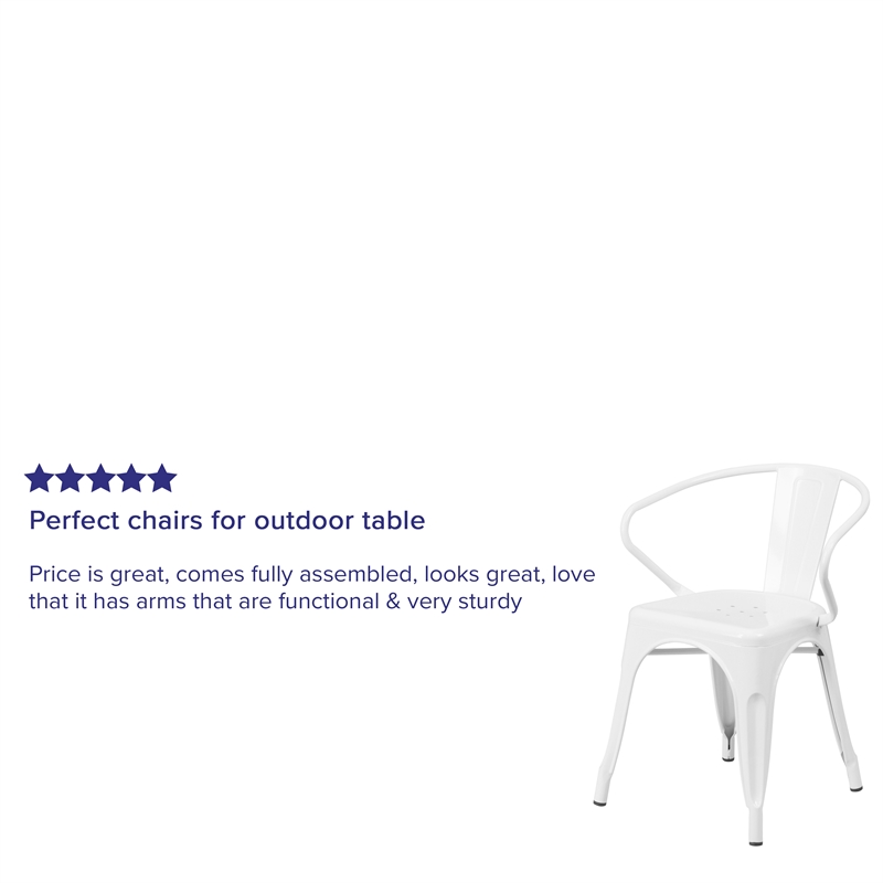 Flash Furniture Metal Stackable Dining Arm Chair in White