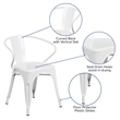 Flash Furniture Metal Stackable Dining Arm Chair in White