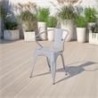 Flash Furniture Metal Stackable Dining Arm Chair in Silver