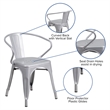 Flash Furniture Metal Stackable Dining Arm Chair in Silver