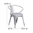 Flash Furniture Metal Stackable Dining Arm Chair in Silver