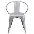 Flash Furniture Metal Stackable Dining Arm Chair in Silver
