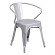 Flash Furniture Metal Stackable Dining Arm Chair in Silver