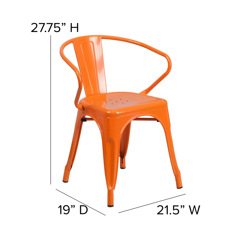 Flash Furniture Metal Stackable Dining Arm Chair in Orange