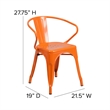 Flash Furniture Metal Stackable Dining Arm Chair in Orange