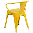 Flash Furniture Metal Stackable Dining Arm Chair in Yellow