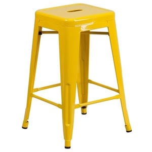 Flash Furniture 24&quot Metal Backless Counter Stool in Yellow
