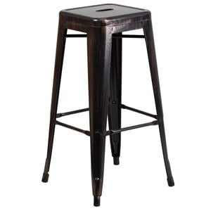 Flash Furniture 30&quot Backless Metal Bar Stool in Black and Antique Gold