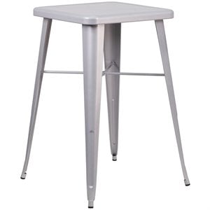 Flash Furniture 28&quot Square Metal Bar Table in Silver