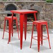 Flash Furniture 3 Piece Square Metal Pub Set in Red