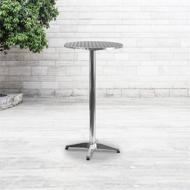 Flash Furniture Stainless Steel Top Round Folding Bar Table