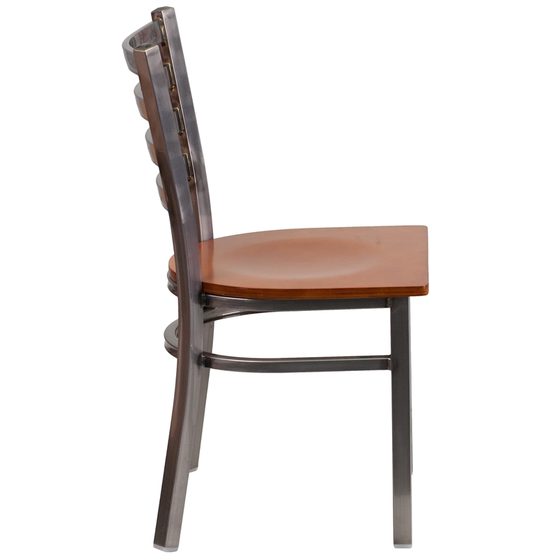 Flash Furniture Clear Coated Ladder Back Metal Chair - Cherry Seat