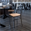 Flash Furniture Clear Coated Metal Chair with Natural Wood Seat