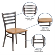 Flash Furniture Clear Coated Metal Chair with Natural Wood Seat