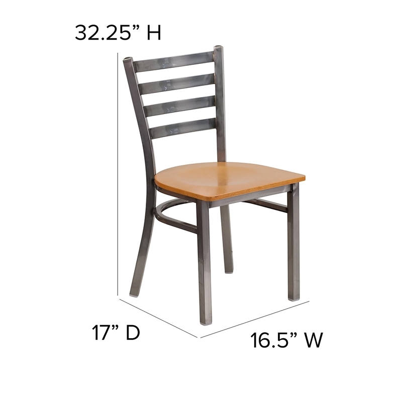 Flash Furniture Clear Coated Metal Chair with Natural Wood Seat
