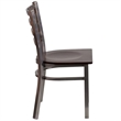 Flash Furniture Clear Coated Ladder Back Metal Chair - Walnut Seat