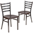 Flash Furniture Clear Coated Ladder Back Metal Chair - Walnut Seat