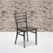 Flash Furniture Clear Coated Ladder Back Metal Chair - Walnut Seat
