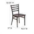 Flash Furniture Clear Coated Ladder Back Metal Chair - Walnut Seat