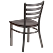 Flash Furniture Clear Coated Ladder Back Metal Chair - Walnut Seat