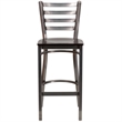 Flash Furniture Ladder Back Metal Barstool - Walnut Wood Seat