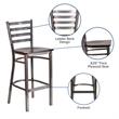 Flash Furniture Ladder Back Metal Barstool - Walnut Wood Seat