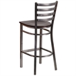 Flash Furniture Ladder Back Metal Barstool - Walnut Wood Seat