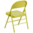Flash Furniture Hercules Colorburst Metal Folding Chair in Citron (Set of 2)