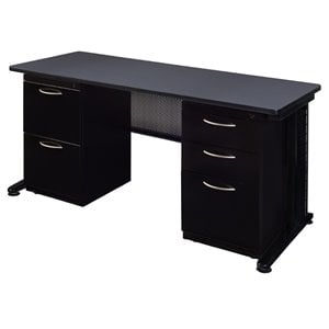 Regency Fusion 66&quot x 30&quot Double Pedestal Computer Desk in Gray