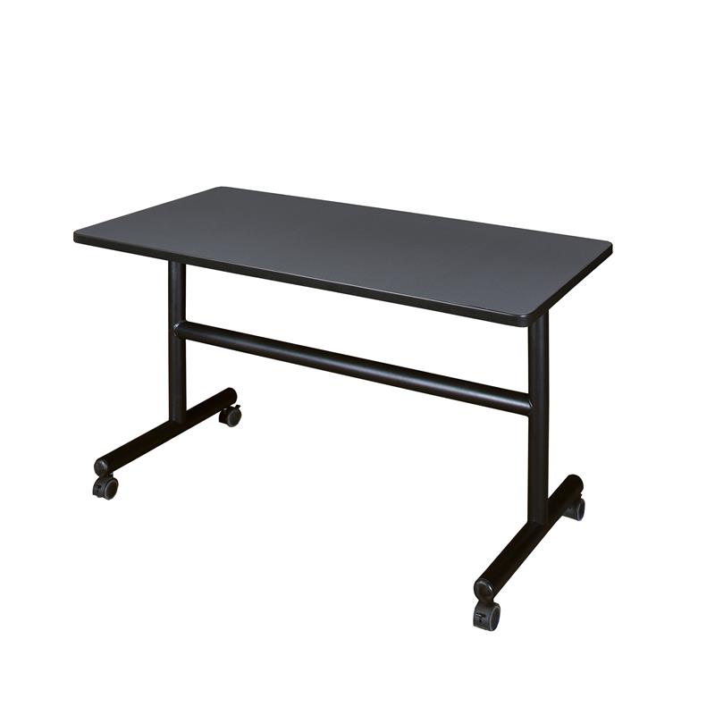 Regency Kobe 48 inch Flip Top Mobile Training Table in Grey with Black Frame