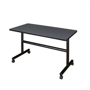 Regency Kobe 48 inch Flip Top Mobile Training Table in Grey with Black Frame