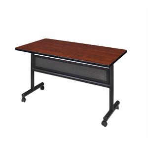 Regency Kobe 48&quot x 30&quot Flip Top Mobile Training Table with Modesty- Cherry