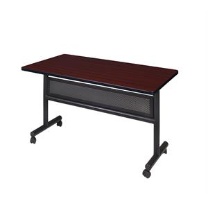 Regency Kobe 48&quot x 30&quot Flip Top Mobile Training Table with Modesty- Mahogany