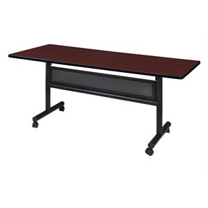 Regency Kobe 60&quot x 30&quot Flip Top Mobile Training Table with Modesty- Mahogany