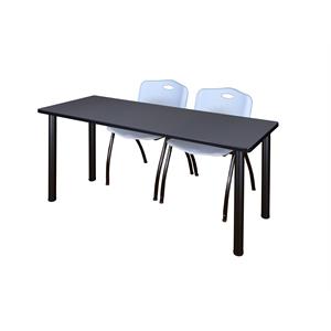 Regency 60&quot x 24&quot Training Table- Grey/ Black & 2 Stack Chairs- Grey