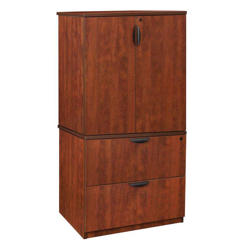 Regency Legacy Lateral File with Stackable Storage Cabinet- Cherry