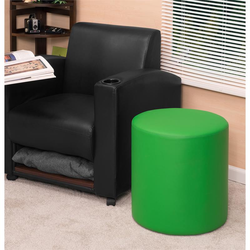Logan Round Ottoman- Envy Green