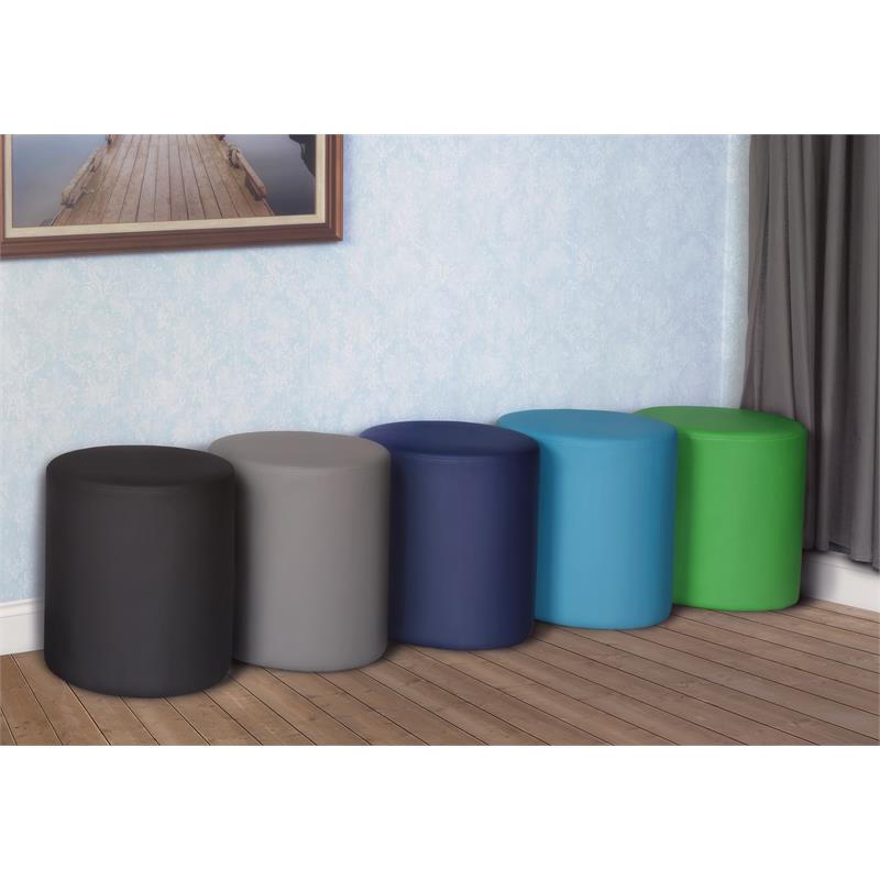 Regency Logan Lounge and Classroom Round Ottoman With Gray Upholstery