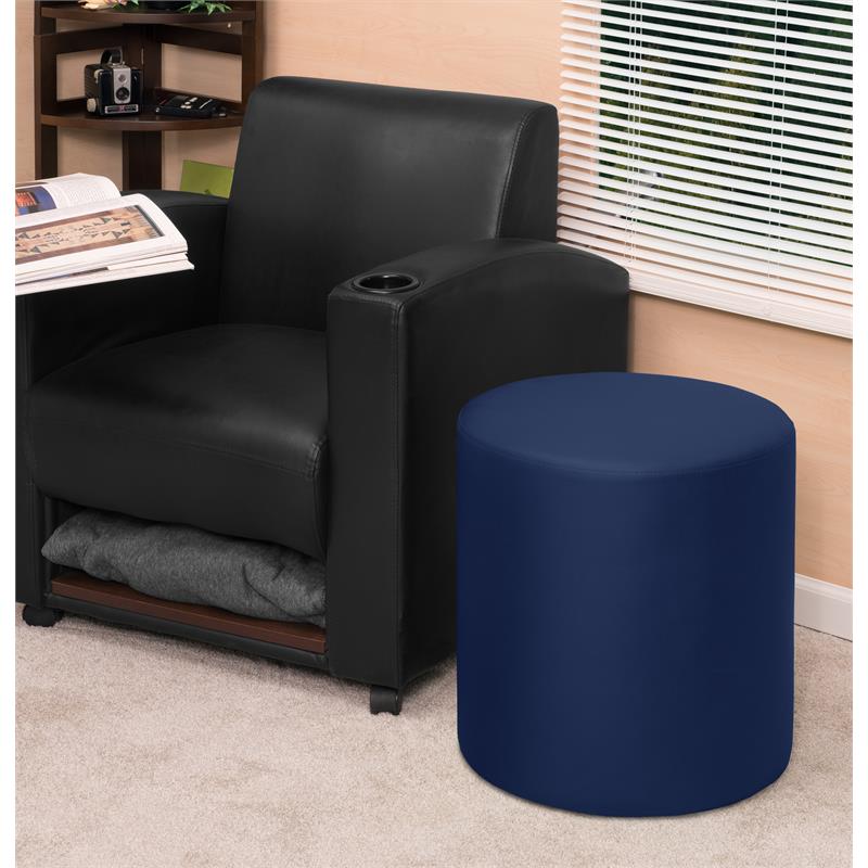 Logan Round Ottoman- Naval Blue