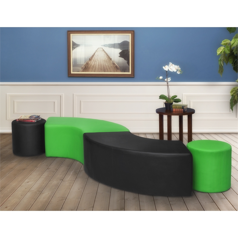 Aurora Curved Ottoman- Envy Green