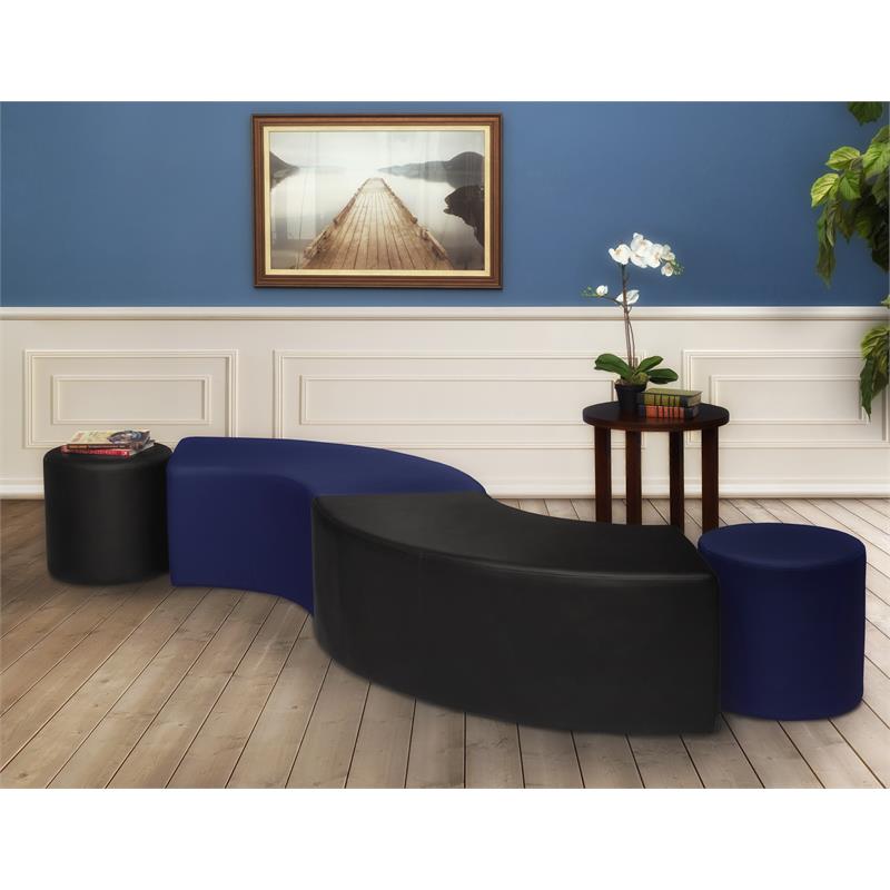 Aurora Curved Ottoman- Naval Blue