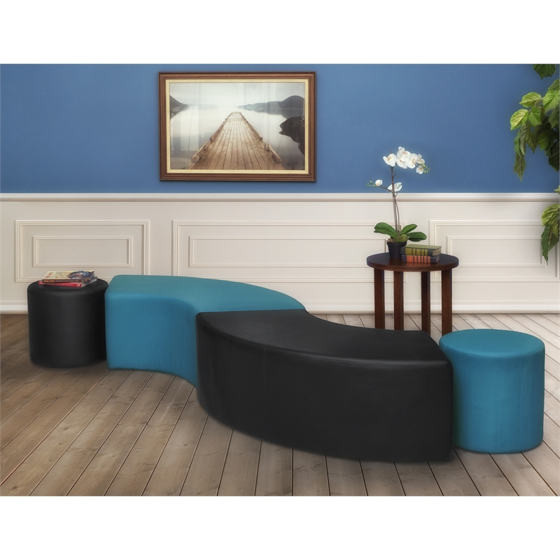 Aurora Curved Ottoman- Peacock Teal