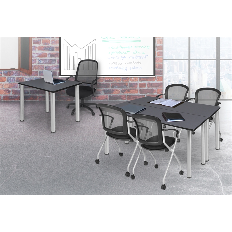 Kee 30in. Square Breakroom Table- Grey/ Chrome
