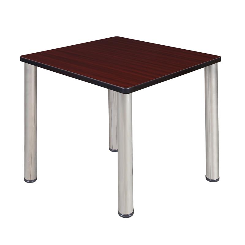 Kee 30in. Square Breakroom Table- Mahogany/ Chrome