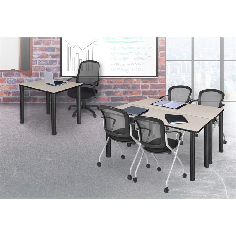 Kee 30in. Square Breakroom Table- Maple/ Black