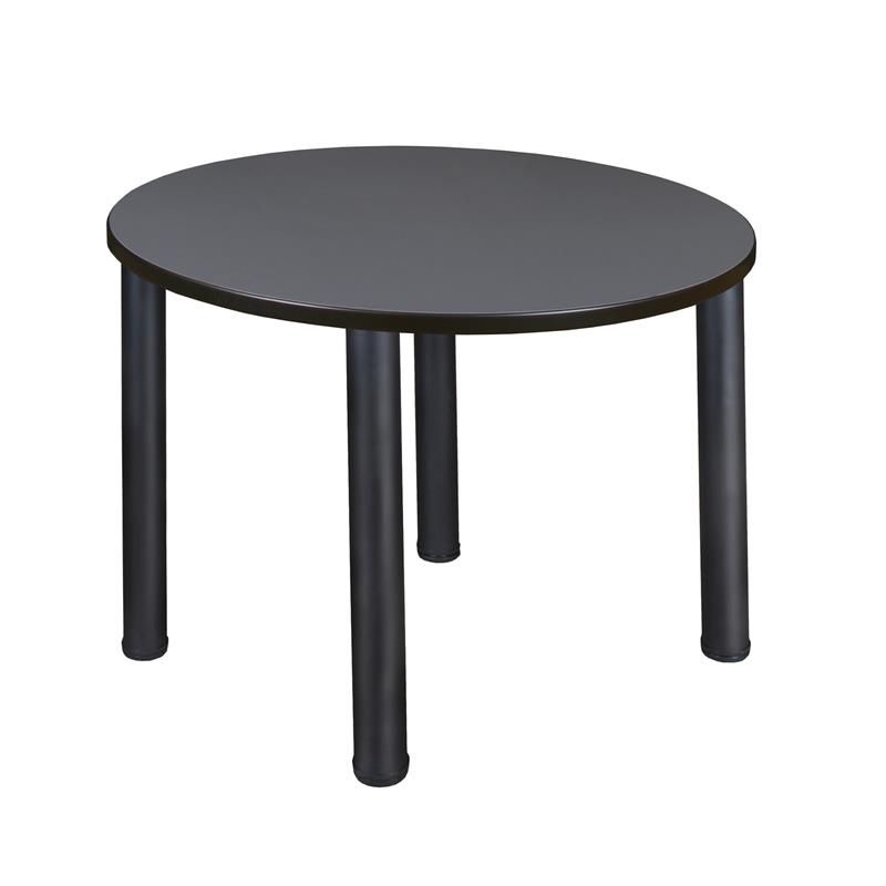Kee 36in. Round Breakroom Table- Grey/ Black