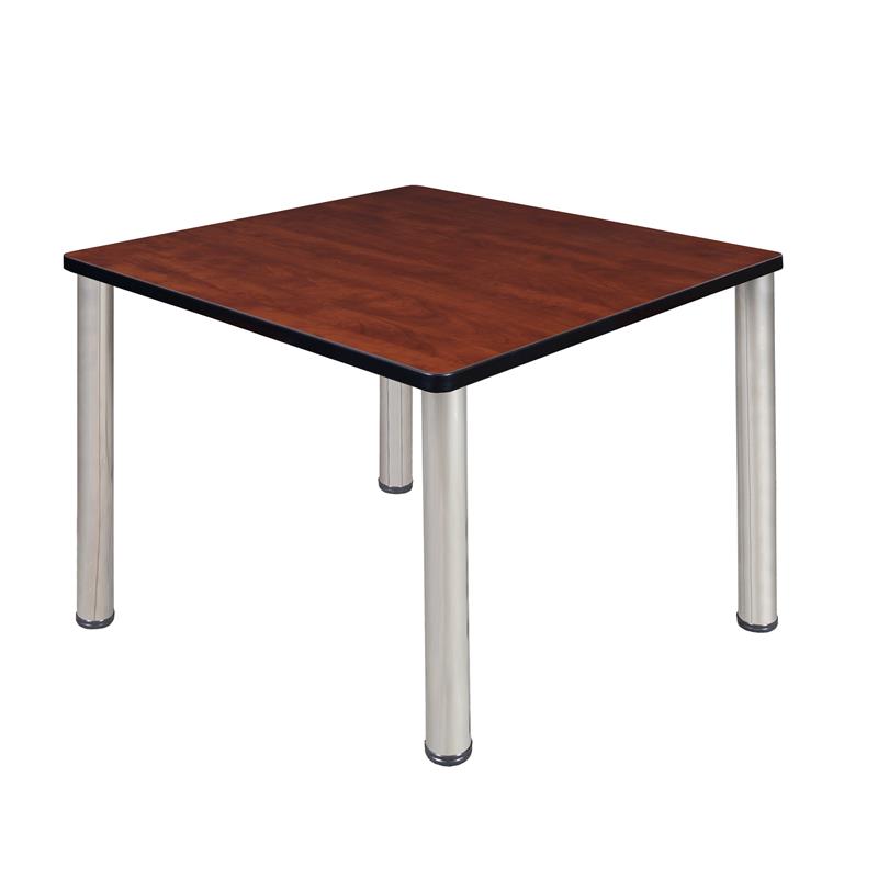 Regency Kee 42in. Square Breakroom Table- Cherry/ Chrome