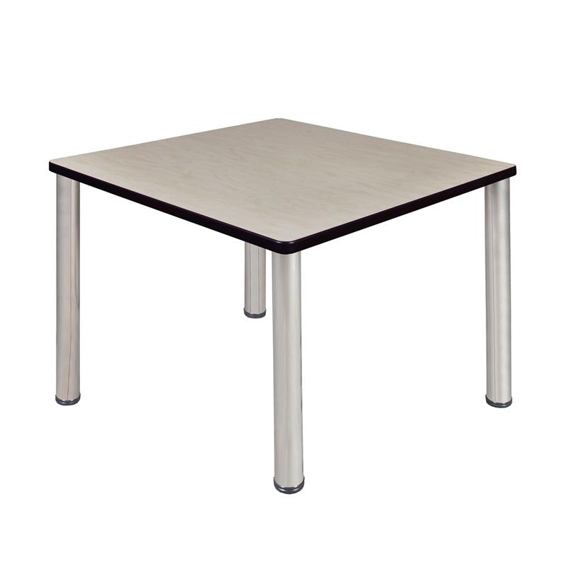 Kee 42in. Square Breakroom Table- Maple/ Chrome