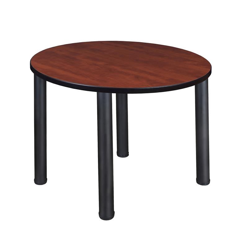 Kee 42in. Round Breakroom Table- Cherry/ Black