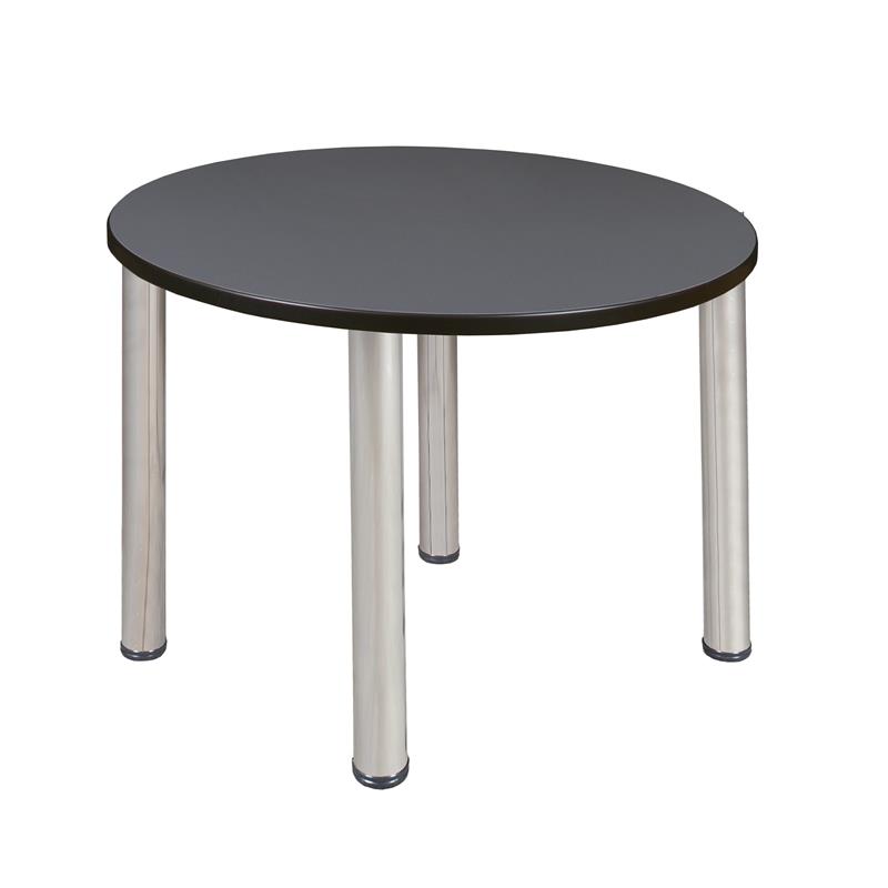 Kee 42in. Round Breakroom Table- Grey/ Chrome